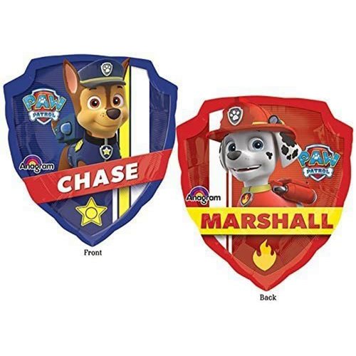 Anagram Paw Pups on Patrol Chase and Marshall 5th Birthday Party Supplies Police and Fire Rescue Badge Balloon Bouquet Decorations
