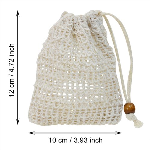 PPhtony 3pcs Soap Bag Net Pouch Saver Pocket Soap Lifting Pads Natural Sisal Jute Foaming Mesh Body Scrubber Bath Exfoliator Exfoliating Drying Soap Holder for Shower Gift DIY Craft (10x12cm, Apricot)