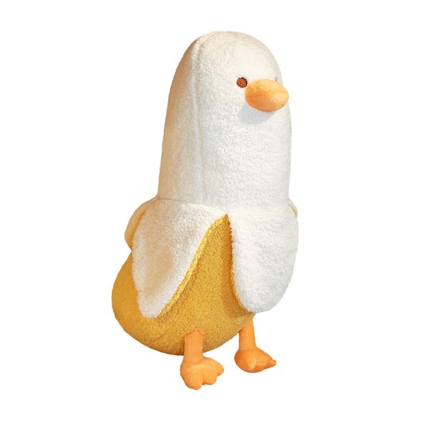 PEACH CAT Banana Duck Plush Toy Cute Plushie Hugging Plush Pillow Duck Stuffed Animal for Girls and Boys White 19.7"