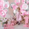 Censen 45 Pieces Snowflake Balloons, Winter Theme Balloons Set, Winter Onederland Balloons, 1st Birthday Balloons for Christmas Baby Shower Birthday Wedding Party Decorations (Pink, Silver, White)