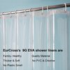 EurCross 9G Clear Shower Curtain Liner 72 x 78 inches Long with 5 Magnets, Heavy Duty Weighted PEVA Shower Liner, Transparent Thick Plastic Shower Curtains for Bathroom with 12 Hooks