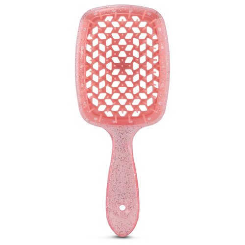 Detangling Brush for All Wet or Dry Hair Types - Pain-Free Brushing, Vented Hair Brush -Lightweight Handle with Extreme Flex to Contour to Scalp (Peach Glitter)