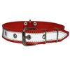 Genuine Leather Reflective Dog Collar 22" Long 1.25" Wide Red Fits 15.5"-19.5" Neck