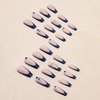 IMSOHOT Long Press on Nails Coffin French Tip Fake Nails Blue Butterfly Rhinestone False Nails with Designs Full Cover Acrylic Nails Glossy Glitter Glue on Nail for Women 24pcs