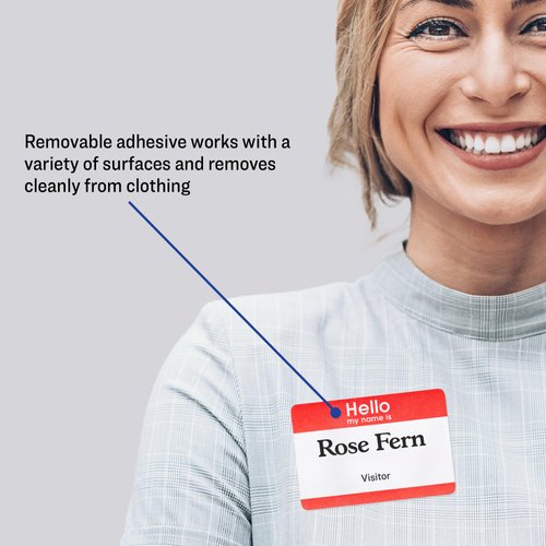 Avery Hello My Name is Name Tags, White with Red Border, 100 Removable Name Badges (05140)