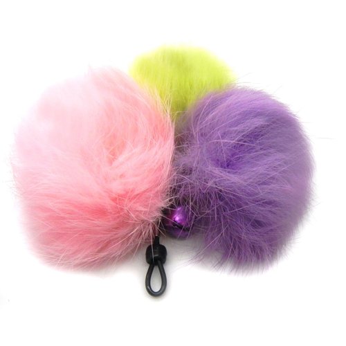 Cat Teaser Wand Refill with Rabbit Fur Pom Poms Cat Toy