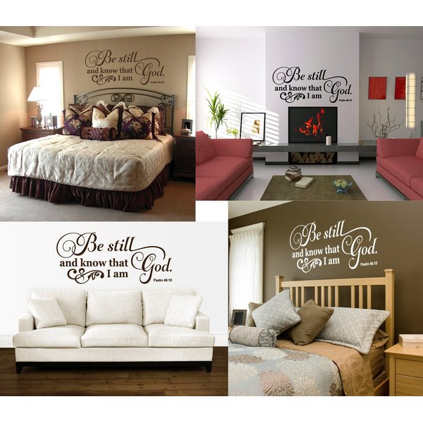 Be Still and Know That I Am God Quote Vinyl Wall Decal Sticker Art, Psalm 46:10 Removable Words Home Decor, Burgundy, 46in x 20in