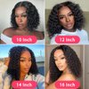 Wear and Go Glueless Wigs Human Hair Pre Plucked Pre Cut Water Wave Bob Wig Human Hair Lace Front Wigs for Beginners No Glue 4x4 Lace Closure Glueless Wigs for Black Women Human Hair 14 Inch