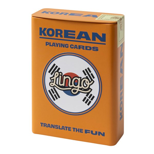 Playing Cards in Tin Box | Sturdy Travel Case | Hangul Language Learning Game Set with Useful Phrases | Fun Visual Korean Flashcard Deck to Increase Vocabulary and Pronunciation Skills