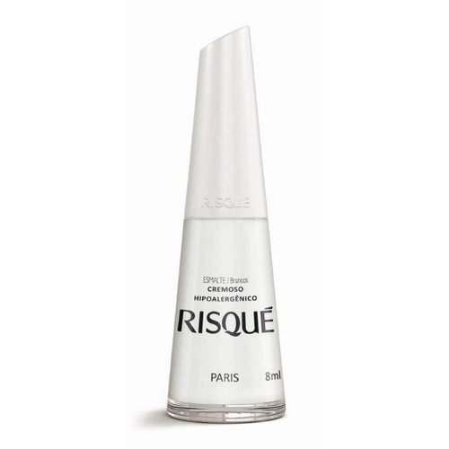 Risque Nail Polish Creamy White | Esmalte de Unhas | Fast Dry, Hypoallergenic, Long-Lasting, Extra Sparkle, Anti Allergic, Made in Brazil | Paris, 0.3 oz, 8ml