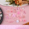 Kikonoke 100 Pieces 3D Resin Butterfly Bear Nail Charms Rose Flower Peach Skirt Bow Deer Snake Rabbit Animal Shaped Rhinestones Pearls for DIY Nail Art Decoration Making Craft (Pink)