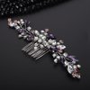 Teyglen Bride Crystal Wedding Hair Comb Purple Rhinestone Bridal Side Comb Wedding Hair Accessories Teardrop Purple Crystal Hair Piece Headpiece for Women Bride Girls (Purple)