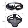 Outgeek Airsoft Half Face Mask Steel Mesh and Goggles Set (Black)