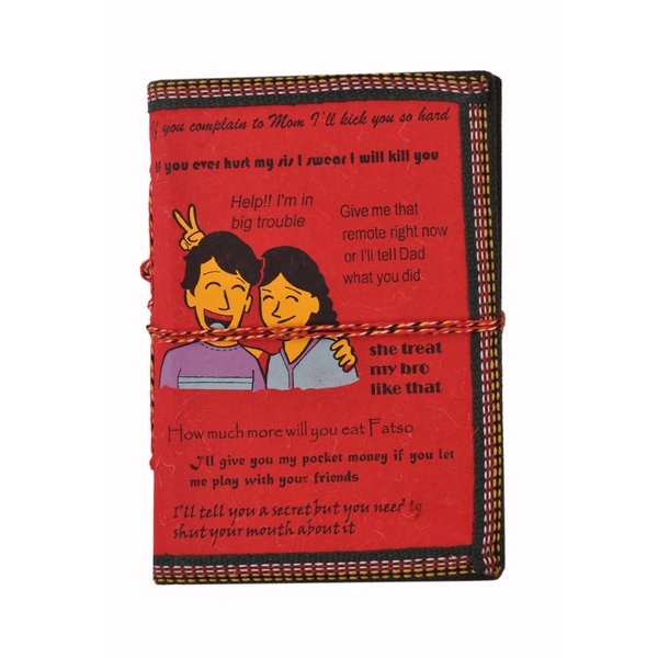 Purpledip Handmade Diary Journal Notebook With Thread Closure, Memorable Gift For Sister Brother (11368)