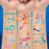EMOME Glitter Temporary Tattoos for Girls, 204 Set Mermaid Tattoos Stickers Kids Pre-cut, Mermaid Theme Party Favors Birthday Decorations for Girls Kids