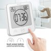 BALDR Digital Bathroom Clocks - 2 Pack Water-Resistant Shower Clock with Timer - Large LCD Display Digital Clock for Shower with Timer, Temperature and Humidity, Wall Clock for Bathroom, White
