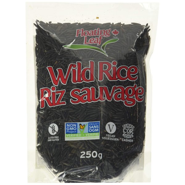1 Pack x 250g Wild Rice, All Natural, Non Gluten, Non-Gmo, Kosher and Vegan Pure Long Grain Wild Rice, Healthy Food for the Whole Family - Floating Leaf