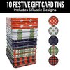 WDS Premium Gift Card Holders Tins for Christmas - 10 Rustic Metal Tin Boxes Holders with Lids for Gift Cards & Money - Box Perfect for Birthday Valentine's Easter - Custom Boxed for Easy Gift Giving