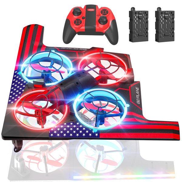 B2 Foam Drone for Kids and Beginners, RC Plane Helicopter with LED Lights, 2 Modular Batteries, Altitude Hold, 360°Flips, Remote Control Airplane Quadcopter Toy Gift for Boys and Girls