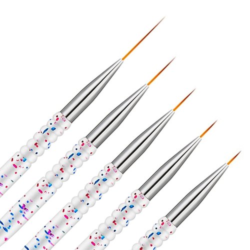 Etercycle 5Pcs Nail Art Liner Brushes, Nail Gel Polish Painting Brush Set, Thin Nail Art Dotting Drawing Pen (7/9/11/15/20mm)
