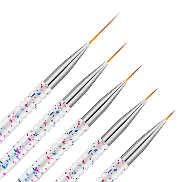 Etercycle 5Pcs Nail Art Liner Brushes, Nail Gel Polish Painting Brush Set, Thin Nail Art Dotting Drawing Pen (7/9/11/15/20mm)