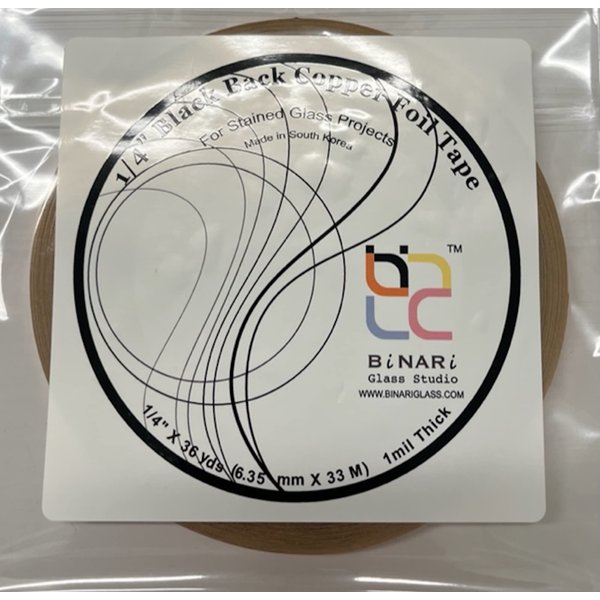 1/4 inch Copper Foil Black Back for Stained Glass by BiNARi Glass Studio (Black Back)