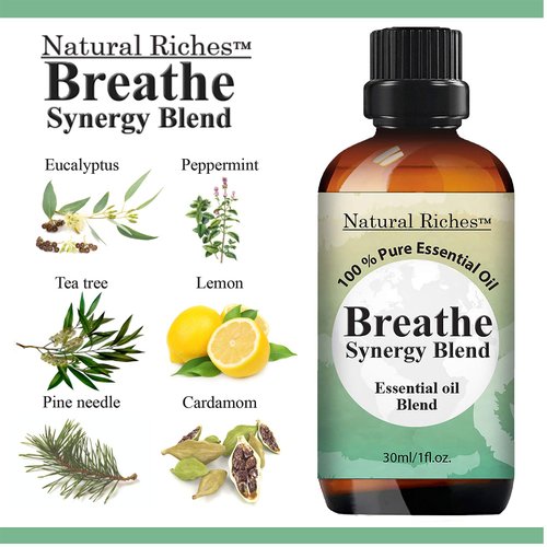 Natural Riches Breathe Essential Oil Blend Breathe Easy with Peppermint Eucalyptus Tea Tree Lemon Cardamom Pine Needle Essential Oils - 30 ml
