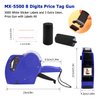MX-5500 8 Digits Price Tag Gun with 5000 White Sticker Labels and 3 Extra Inker, Price Gun with Labels Kit, Label Maker Pricing Gun Kit, Numerical Tag Gun for Office, Grocery Store Marking (Blue)