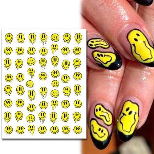 IDDFEVE 12 Sheets Abstract Smiling Face & Evil Eye Nail Art Stickers, 3D Funny Nail Decals Self-Adhesive Designs