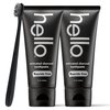 Hello Activated Charcoal Epic Teeth Whitening Fluoride Free Toothpaste and Toothbrush, Fresh Mint and Coconut Oil, Vegan, SLS Free, Gluten Free and Peroxide Free, 4 Ounce (Pack of 2)