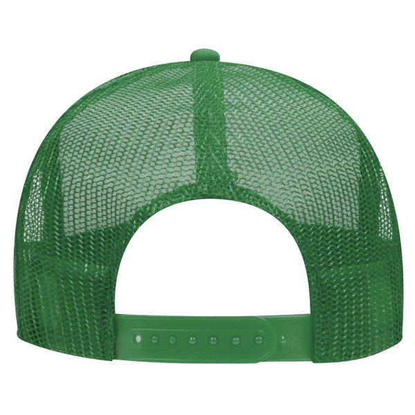 OTTO Polyester Foam Front 5 Panel High Crown Mesh Back Trucker Hat - Kly/Wht/Kly