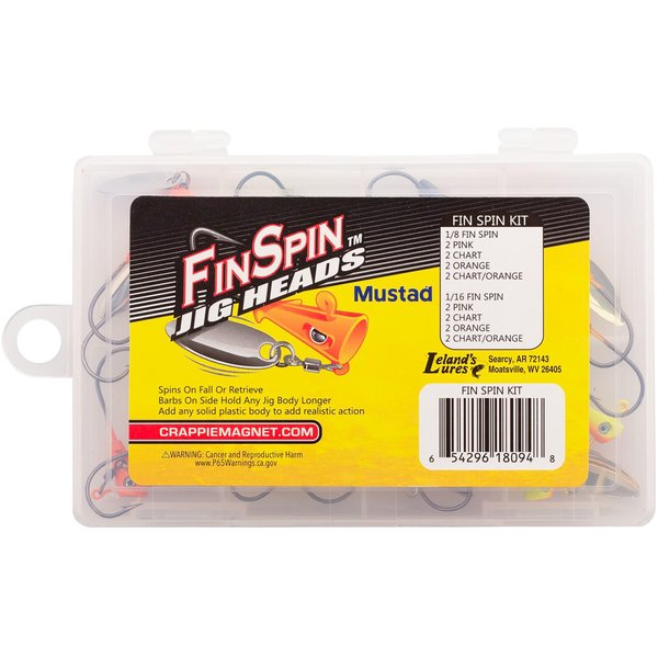 Crappie Magnet Fin Spin Kit, Freshwater Fishing Equipment and Accessories, 8 Size 1/8 Jig Heads, and 8 Size 1/16 Jig Heads (Packaging may vary)