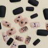 Halloween Press on Nails Short Square Fake Nails with Cute Mummy Designs Glossy Pink Nails Press ons Cute Spider Cobweb Full Cover Acrylic Nails French Halloween Glue on Nails for Women 24Pcs