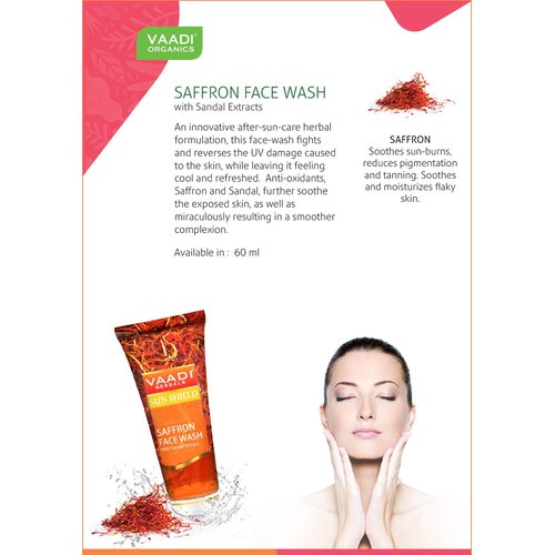 Vaadi Herbals Saffron Face Wash with Sandalwood Extract, 2 fl. Oz Each (Pack of 3)