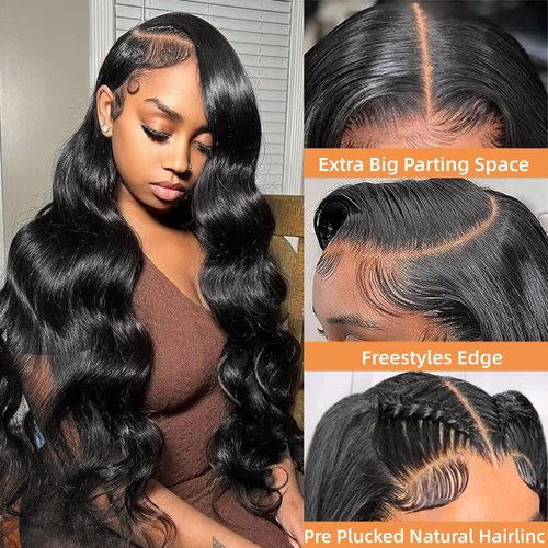 Lace Front Wigs Human Hair: 13x4 Body Wave Lace Frontal Wigs Human Hair for Women 200% Density HD Transparent 24 Inch Glueless Virgin Human Lace Front Wigs Pre Plucked with Baby Hair Natural Black