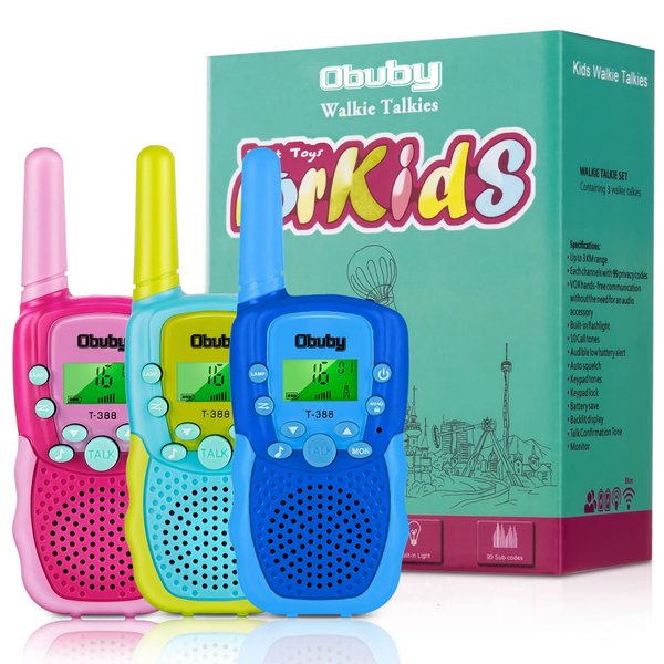 Toys for 3-12 Year Old Boys Walkie Talkies for Kids 22 Channels 2 Way Radio Gifts Toys with Backlit LCD Flashlight 3 KMs Range Gift Toys for Age 3 up Boy and Girls to Outside, Hiking, Camping