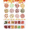 Kalolary 3 Boxes Fall Leaves Nail Art Sequins, 3D Maple Sycamore Ginkgo Leaf Nail Stickers Wood Pulp Glitter Flakes for Autumn Nail Art Decorations