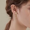 Sttiafay Vintage Pearl Flower Earrings Crystal Leaf Drop Earrings Gold Pearl Stud Earrings White Enamel Flower Earrings Jewelry for Women and Girls