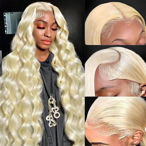 Xsilu 613 13x6 Lace Front Wig Human Hair 200 Density 28Inch Body Wave Blonde Lace Front Wigs Human Hair Pre Plucked Glueless Wigs Human Hair 613 HD Lace Frontal Wig Blonde Wig Human Hair
