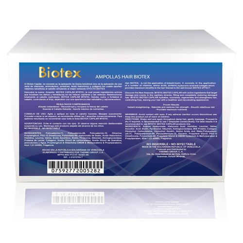 Mystic Biotex Ampoule Anti-Frizz, Restores and Repairs Damaged Hair - Provides Essential Nutrients and Vitamins - Hair Treatment Ampoules With Hyaluronic & Amino Acid (Pack 24)