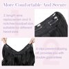 S-noilite Invisible Wire Hair Extensions 24 Inch Black Long Wavy Synthetic String Wire Secret Hairpiece with Transparent Curly Wavy Wire Clips in Hair Extensions for Women Adjustable Size,#1