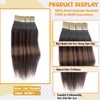 Yaki Straight Tape in Extensions 24Inch Highlight Yaki Tape in Hair Extensions Human Hair Color 1B/4/1B Off Black Fading to Medium Brown Glue in Human Hair Extension Invisible Hair Extensions Tape in