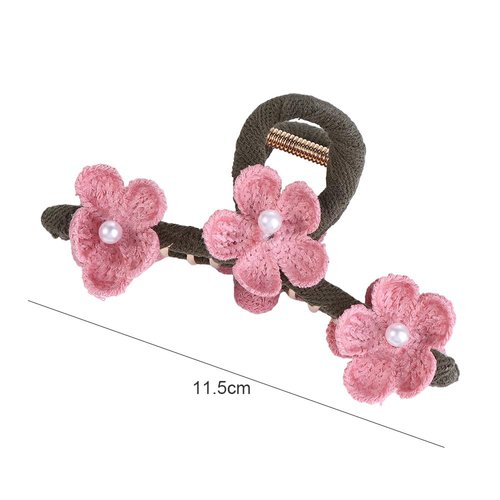 Leadigol 2PCS Elegant Pearl Flower Hair Claw,Flower Ponytail Holder Simple Hair Crab Clip Sweet Shark Clip for Women