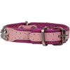 Real Leather Skull Studded Padded Dog Collar (6"-7.5" Neck; 1/2" Wide, Pink/Baby-Pink)