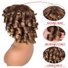 SOFUN Short Curly Wigs for Black Women Afro Curly Wig with Bangs Loose Cute Curly Fluffy Wavy Big Bouncy Fluffy Curly Wig(Ombre Blonde)
