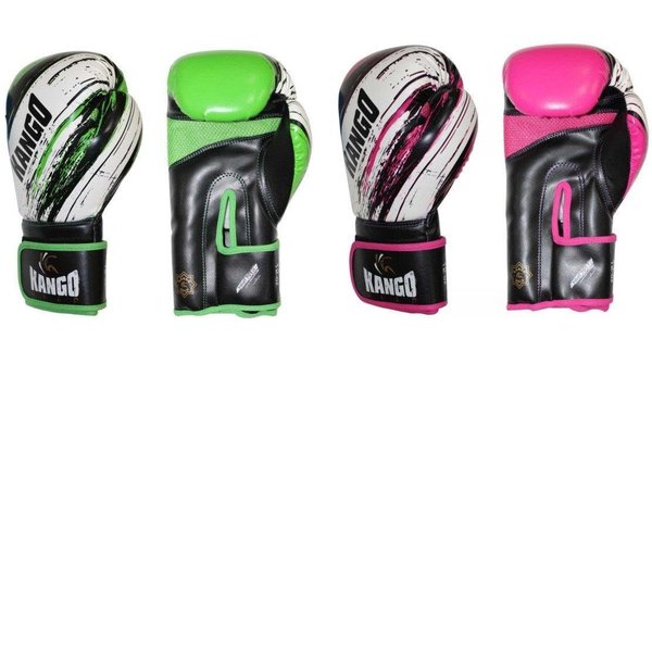 Kango Gold 4oz & 6oz Kids Gel Boxing Kickboxing Training Gloves Junior Punch Bag Children MMA Muay Thai Mitts (Green/White/Black, 4oz)