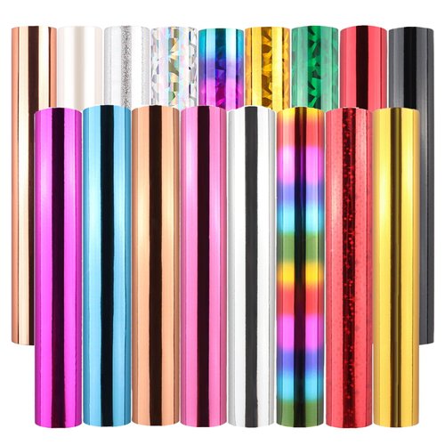 Briartw Heat Activated Foil Bundle for Card Making,for Glimmer Hot Foil System/Heat Foil Pen,5.9inx9.84ft Heat Transfer Foil Roll,17 Assorted Colors Hot Foil Roll Foil Transfer Sheets