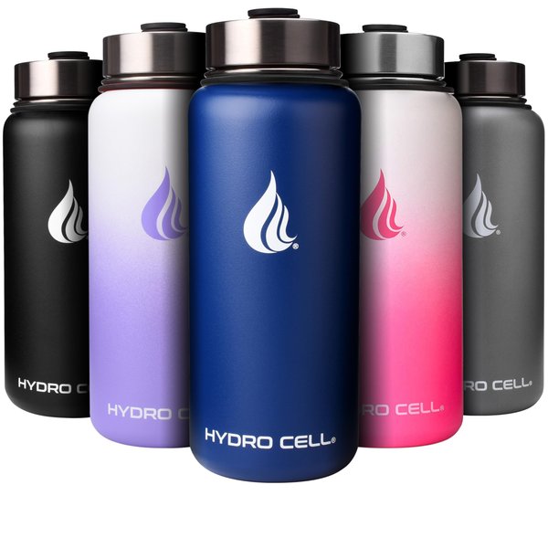HYDRO CELL Stainless Steel Insulated Water Bottle with Straw - For Cold & Hot Drinks - Metal Vacuum Flask with Screw Cap and Modern Leakproof Sport Thermos for Kids & Adults (Navy 32oz)