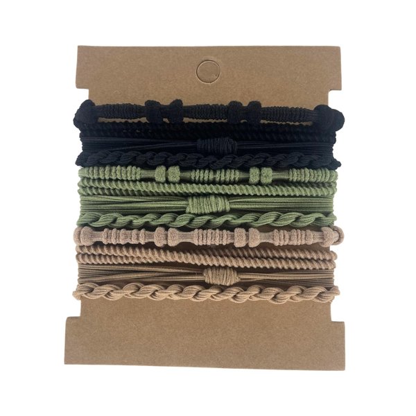 12pcs Hair Tie Bracelets, Boho Hair Ties, Hair Ties for Women, Elastic Hair Ties, Hair Bands for Ponytails (Sage Green, Beige, Black)