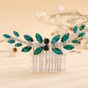 Xerling Brides Wedding Hair Comb Handmade Green Rhinestone Crystal Hair Side Comb Bridal Hair Pieces Boho Headpiece Hair Jewelry Accessories for Women Flower Girls (Green)